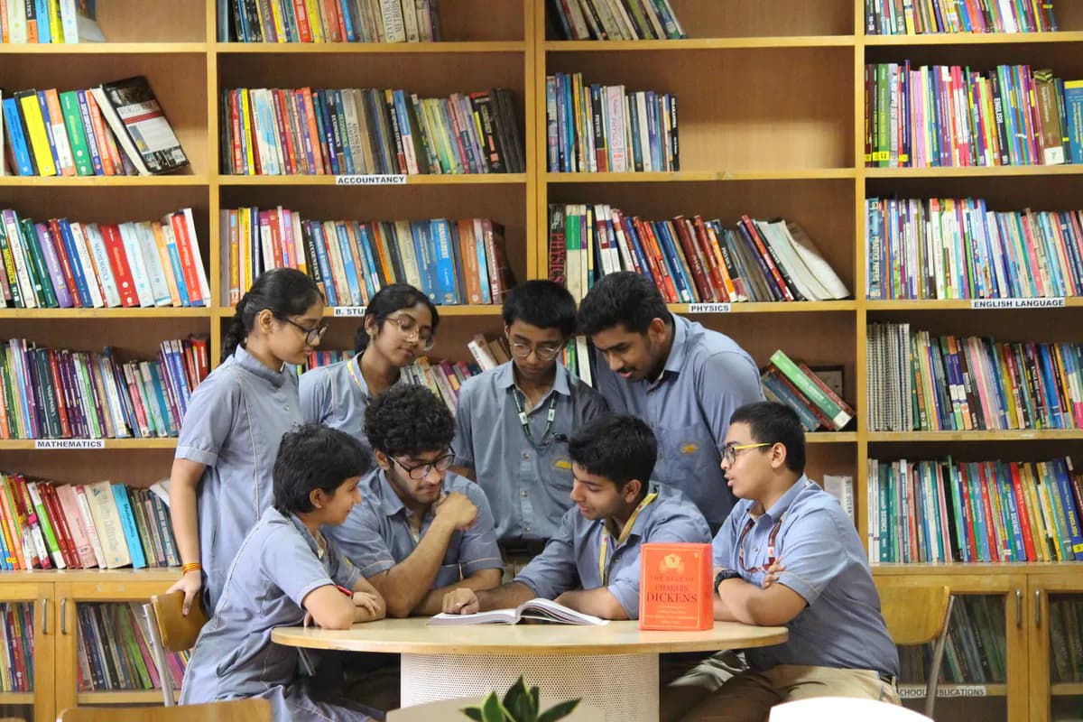 Salwan students collaborating in the school library