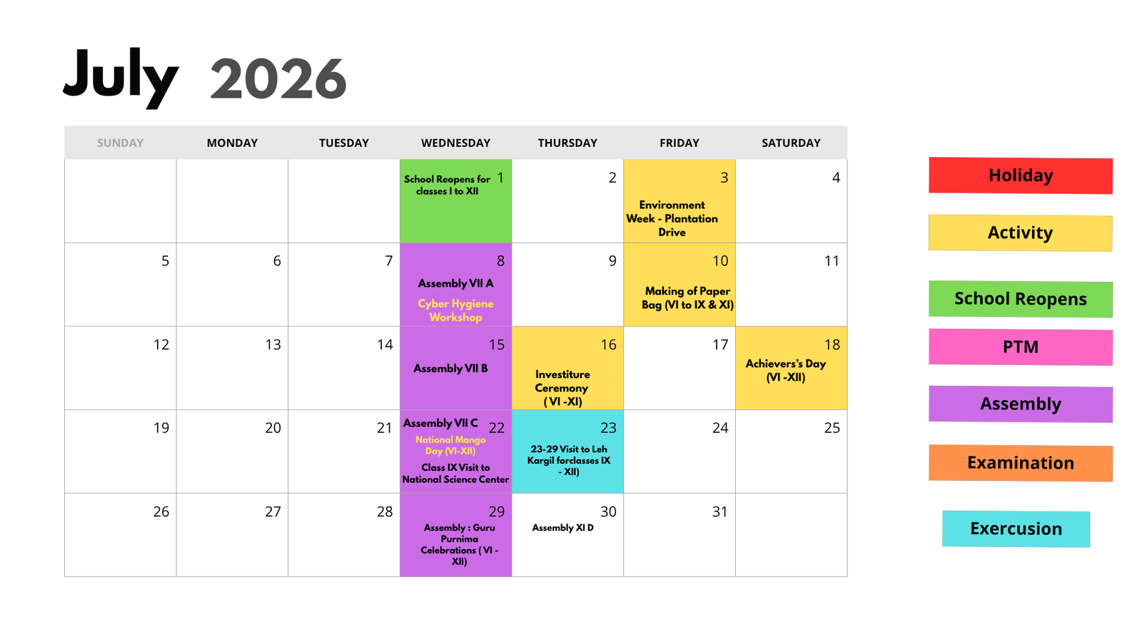 July Calendar